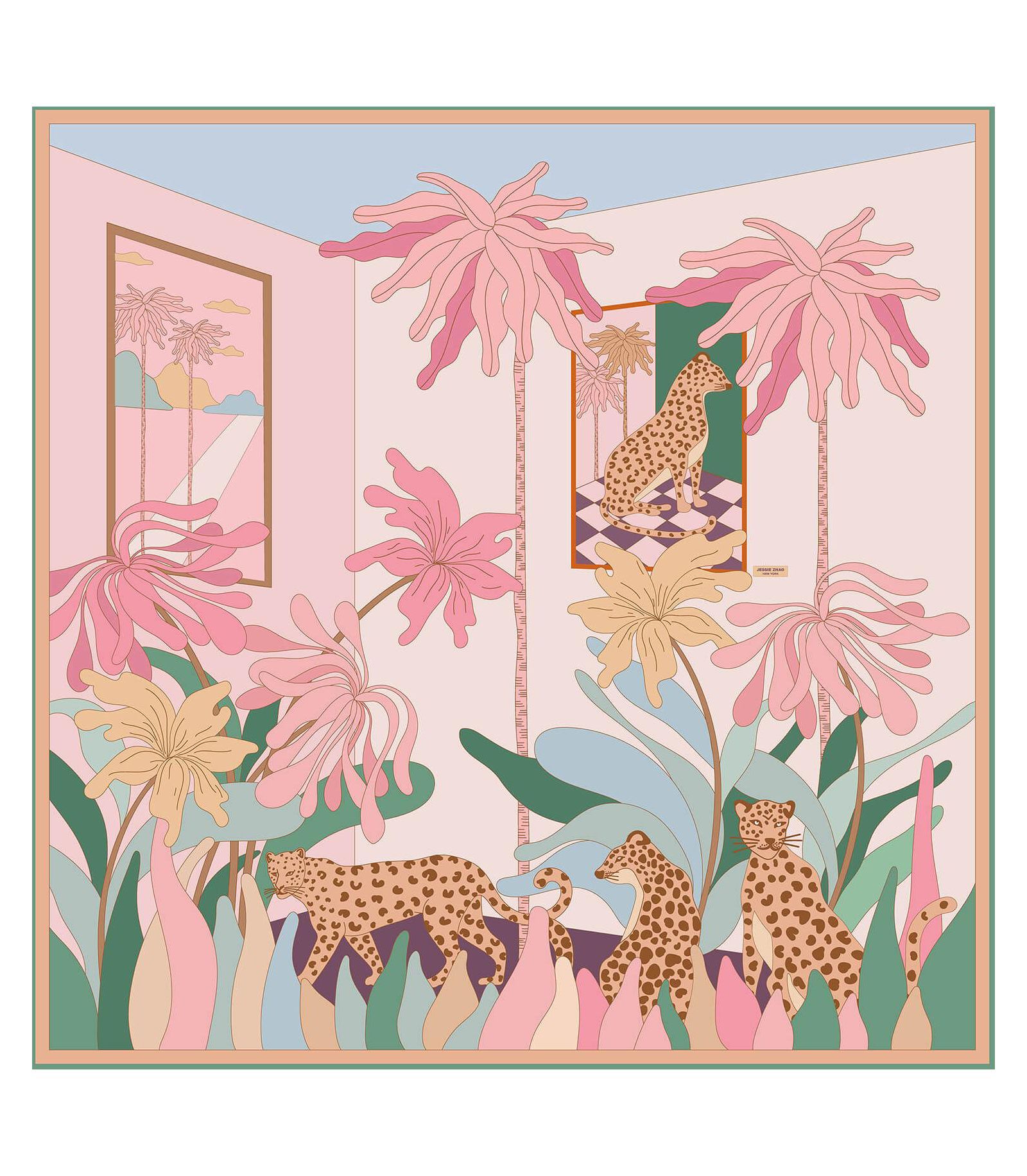 Шелковый шарф Jessie Zhao New York Double Sided Of Indoor Forest
