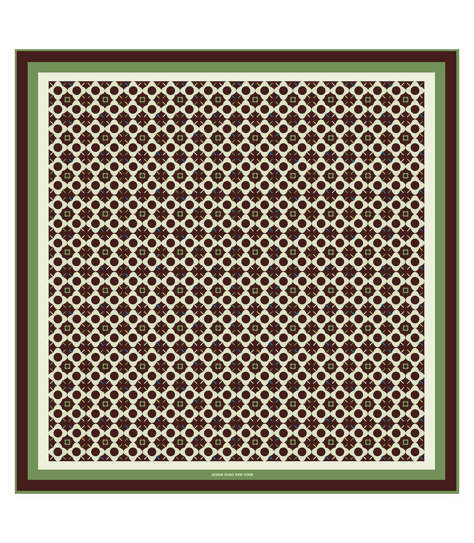 Шарф Jessie Zhao New York Double Sided Silk Polka Dot Bloom - Brown