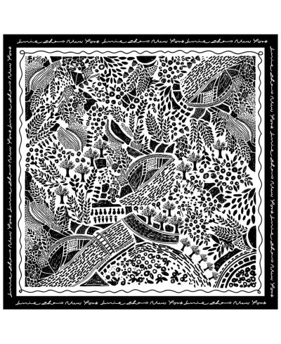 Jessie Zhao New York DOUBLE SIDED SILK SCARF OF BLACK GARDEN