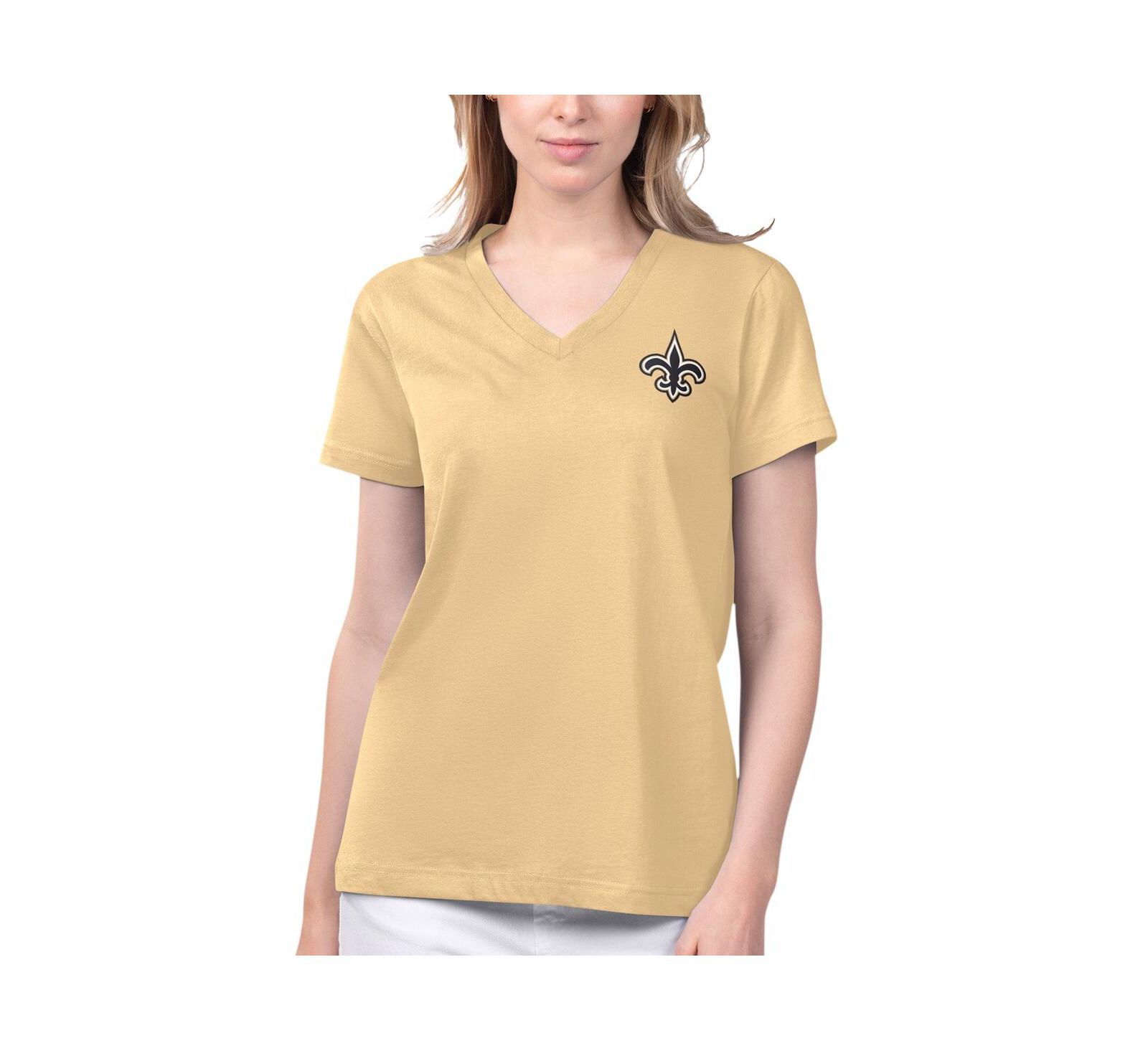 Women's Margaritaville Gold New Orleans Saints Game Time V-Neck T-shirt