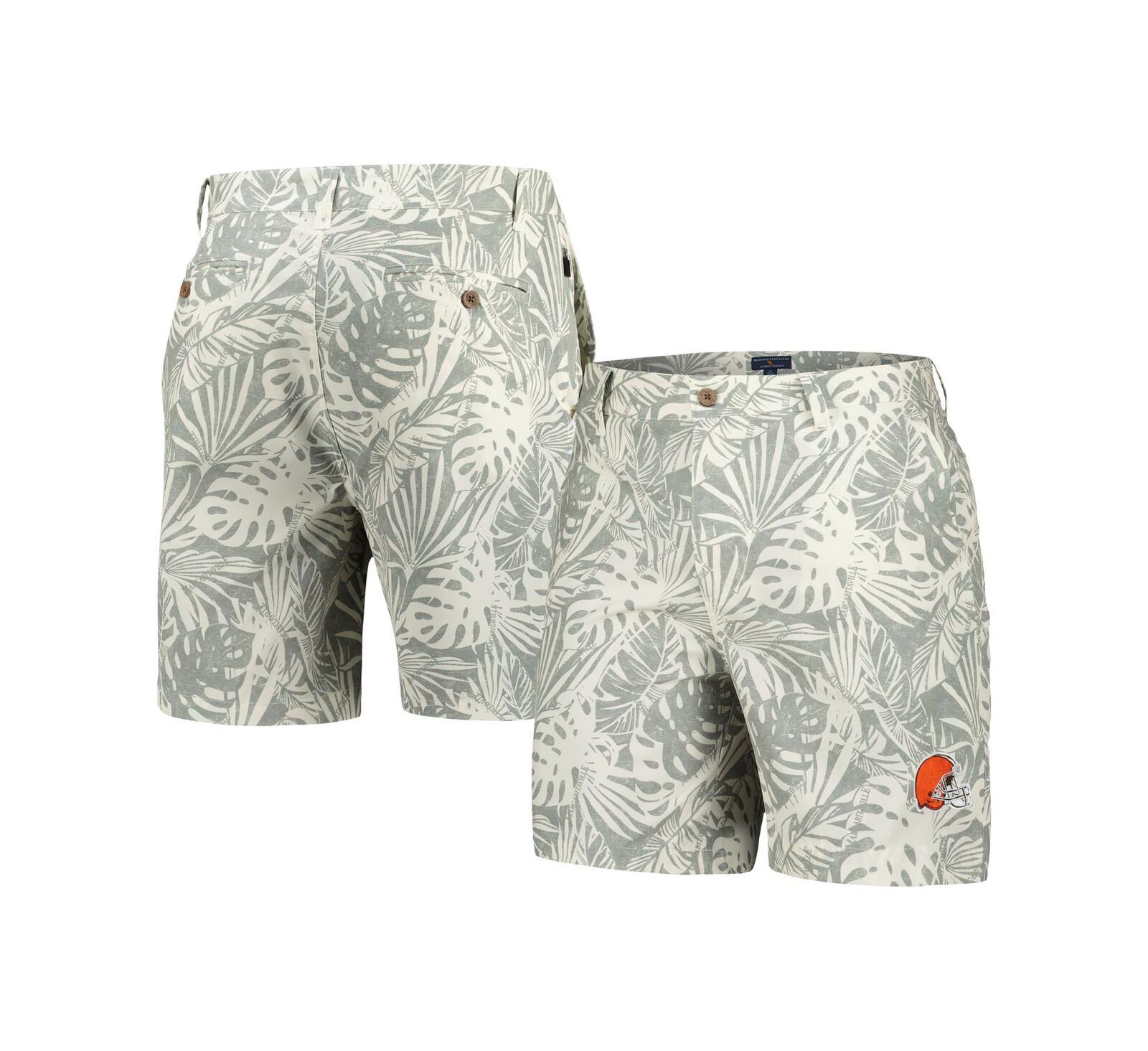 Men's Margaritaville Gray Cleveland Browns Sandwashed Monstera Print Amphib Shorts