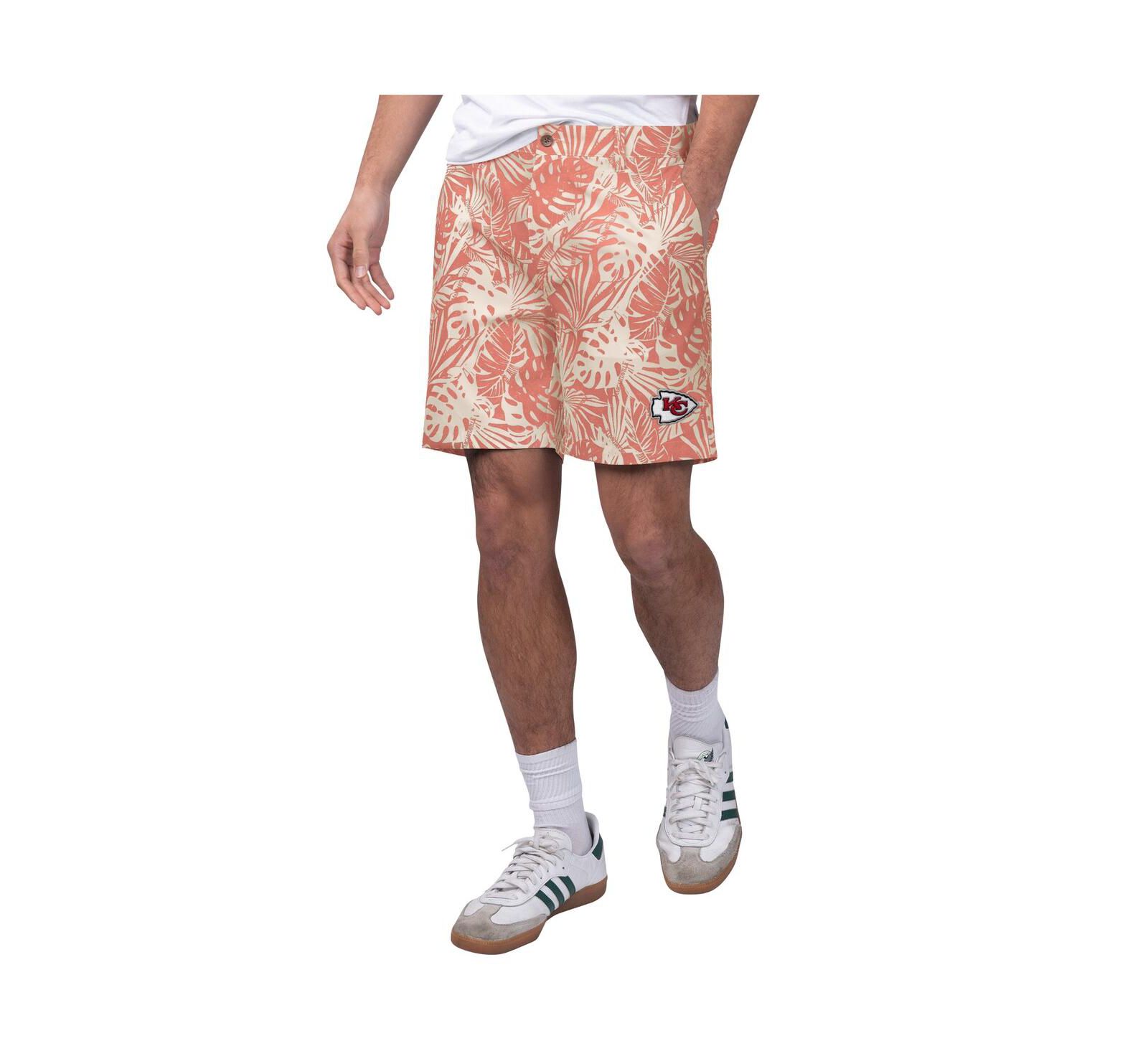 Men's Margaritaville Red Kansas City Chiefs Sandwashed Monstera Print Amphib Shorts