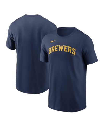 Men's Nike Navy Milwaukee Brewers Fuse Wordmark T-shirt