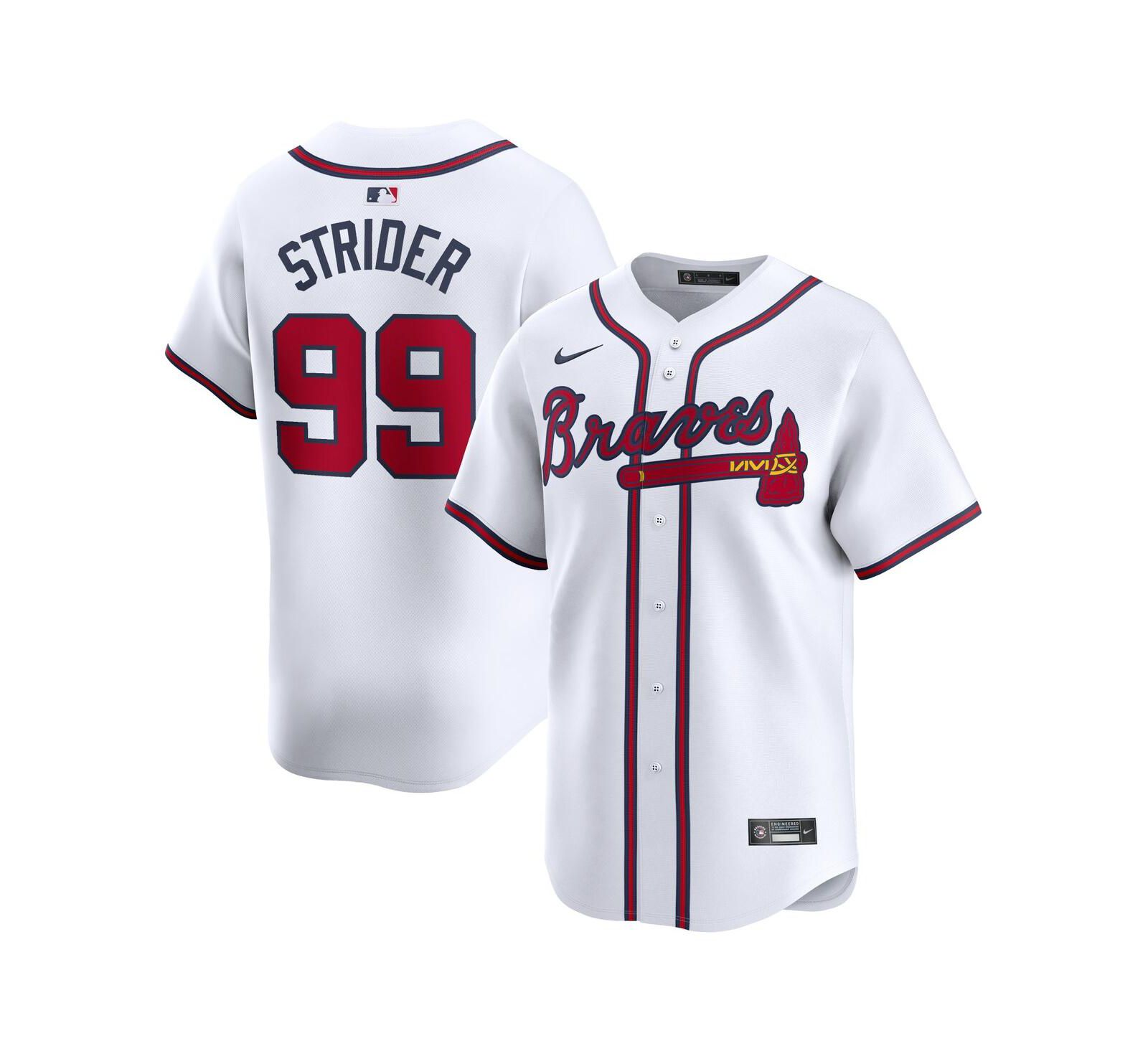Nike Мужская джерси Nike Spencer Strider, белая, Atlanta Braves Home limited Player