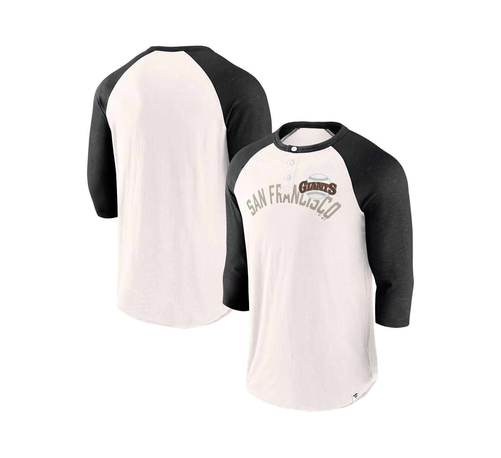 Мужская футболка Fanatics White Black San Francisco Giants Raglan 3/4-Sleeve
