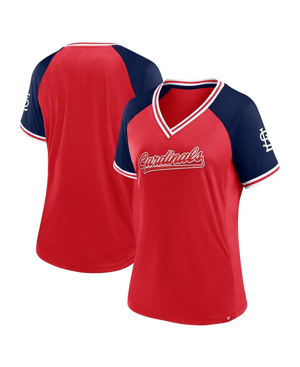 Женская футболка Fanatics Red St. Louis Cardinals Glitz and Glam League Diva Raglan V-Neck