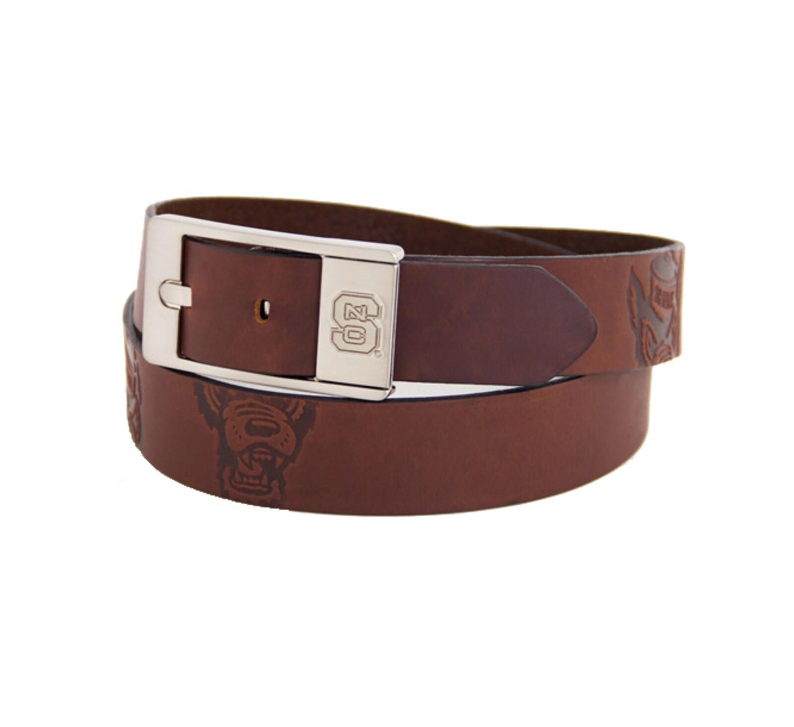 Men's North Carolina State Wolfpack Brandish Leather Belt - Brown