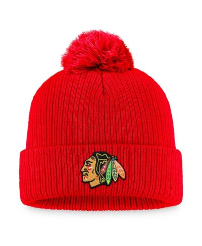 Мужская вязаная шапка Fanatics Chicago Blackhawks с помпоном, красная