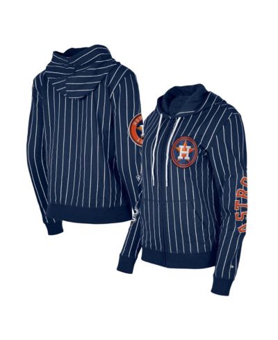 Женское худи-куртка New Era Navy Houston Astros Pinstripe Tri-Blend Full-Zip