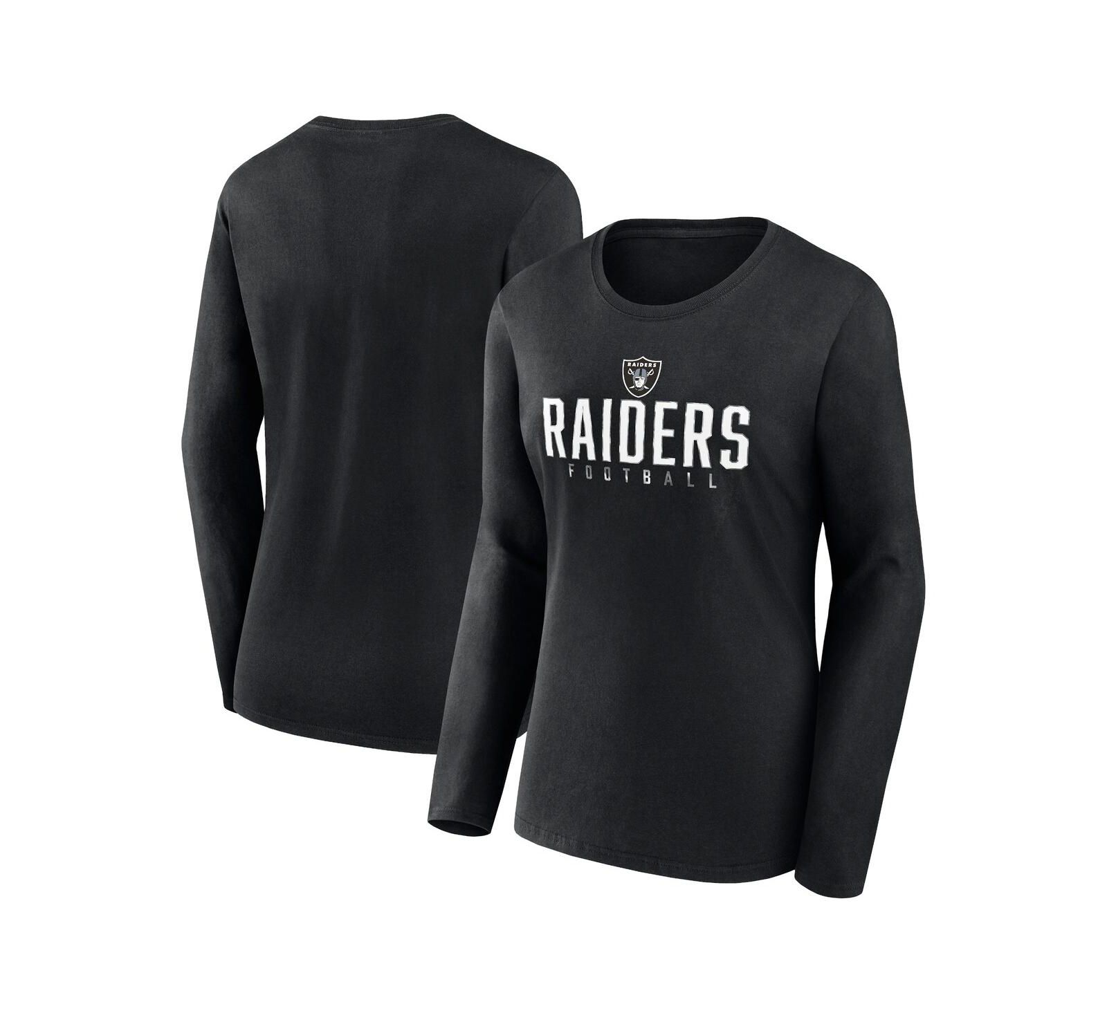 Женская футболка Fanatics Las Vegas Raiders Plus Size Foiled Play с длинным рукавом, черная