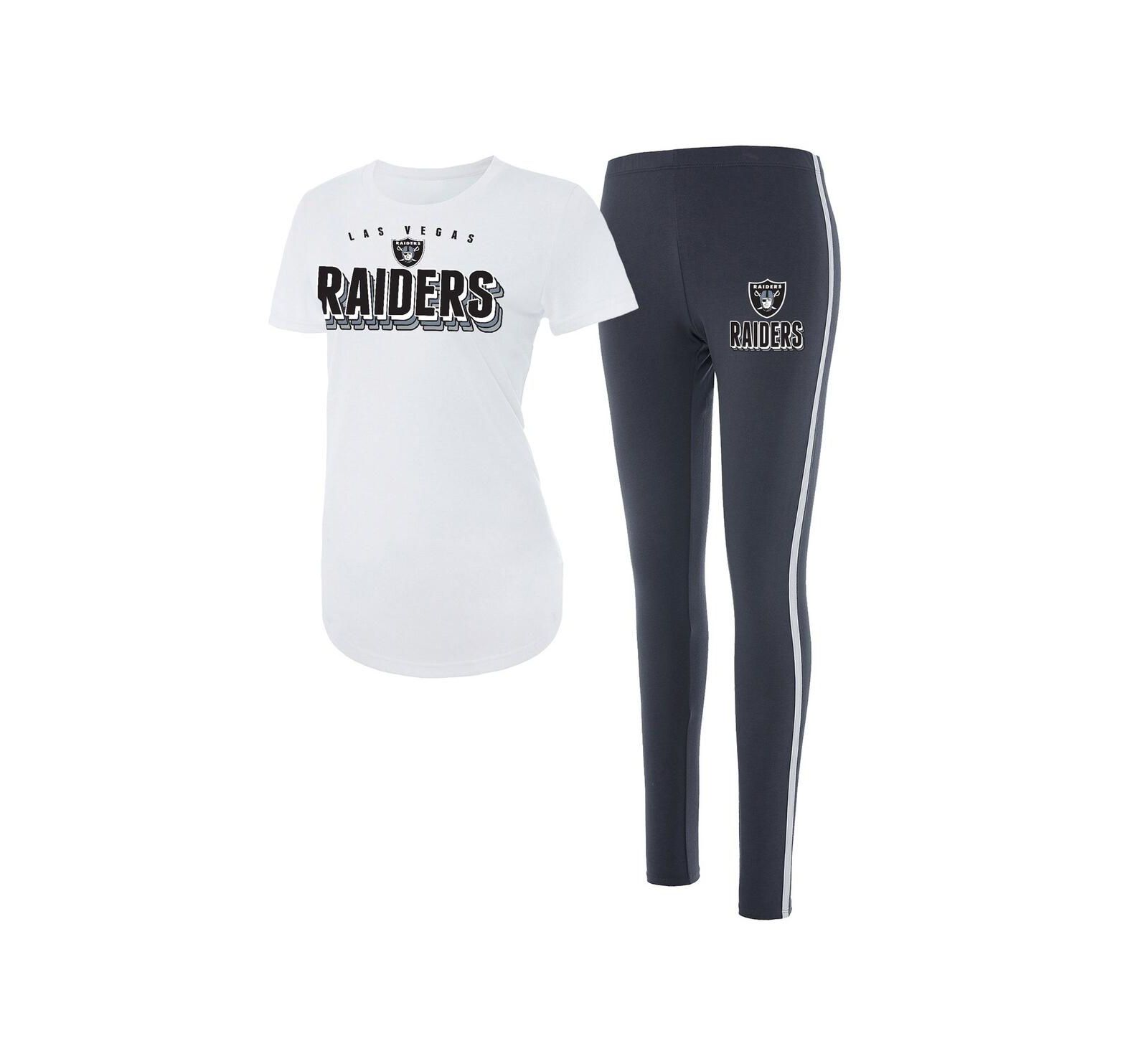 Women's Concepts Sport White, Charcoal Las Vegas Raiders Sonata T-shirt and Leggings Set