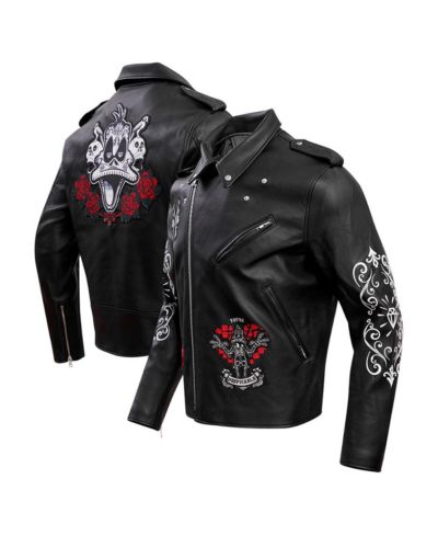Men's Freeze Max Black Looney Tunes Dispicable Biker Full-Zip Jacket