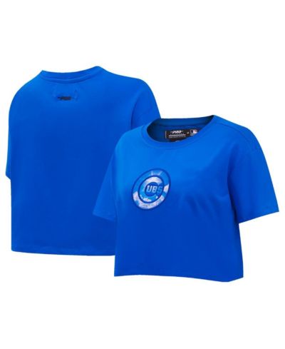 Women's Pro Standard Royal Chicago Cubs Painted Sky Boxy Cropped T-shirt