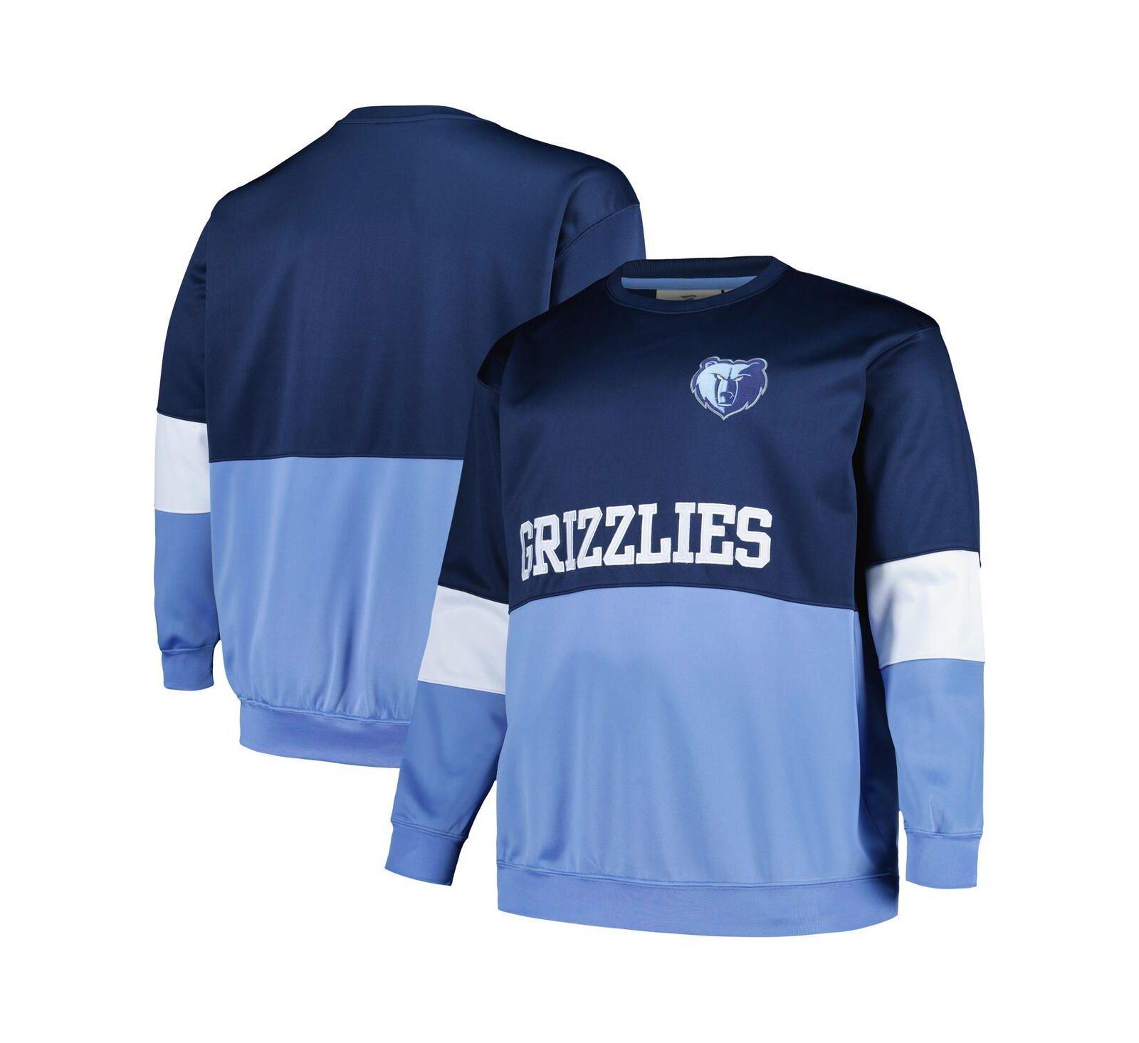 Мужской свитшот Fanatics Navy Light Blue Memphis Grizzlies Big and Tall Split Pullover