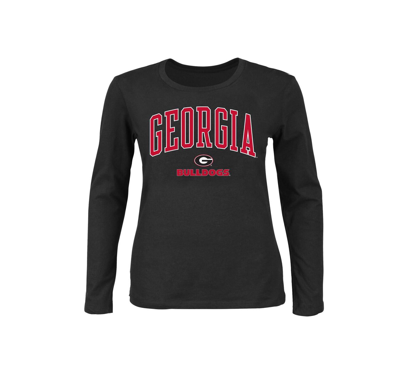 Женская футболка Profile Black Georgia Bulldogs Plus Size Arch Over Logo Crew Neck Long Sleeve