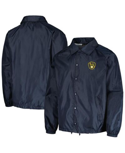 Мужская ветровка Dunbrooke Milwaukee Brewers Coach's Raglan Full-Snap темно-синего цвета
