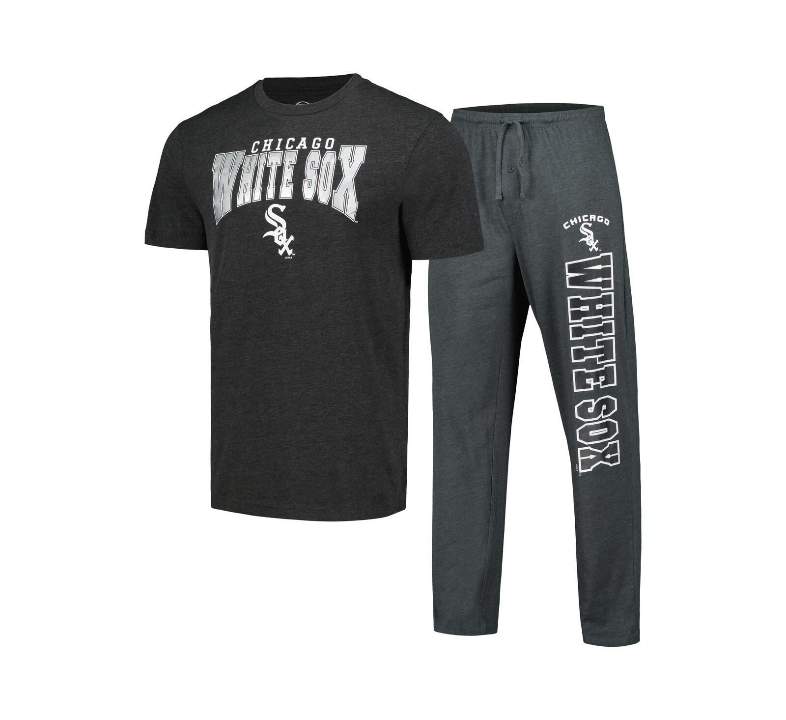 Men's Concepts Sport Charcoal, Black Chicago White Sox Meter T-shirt and Pants Sleep Set