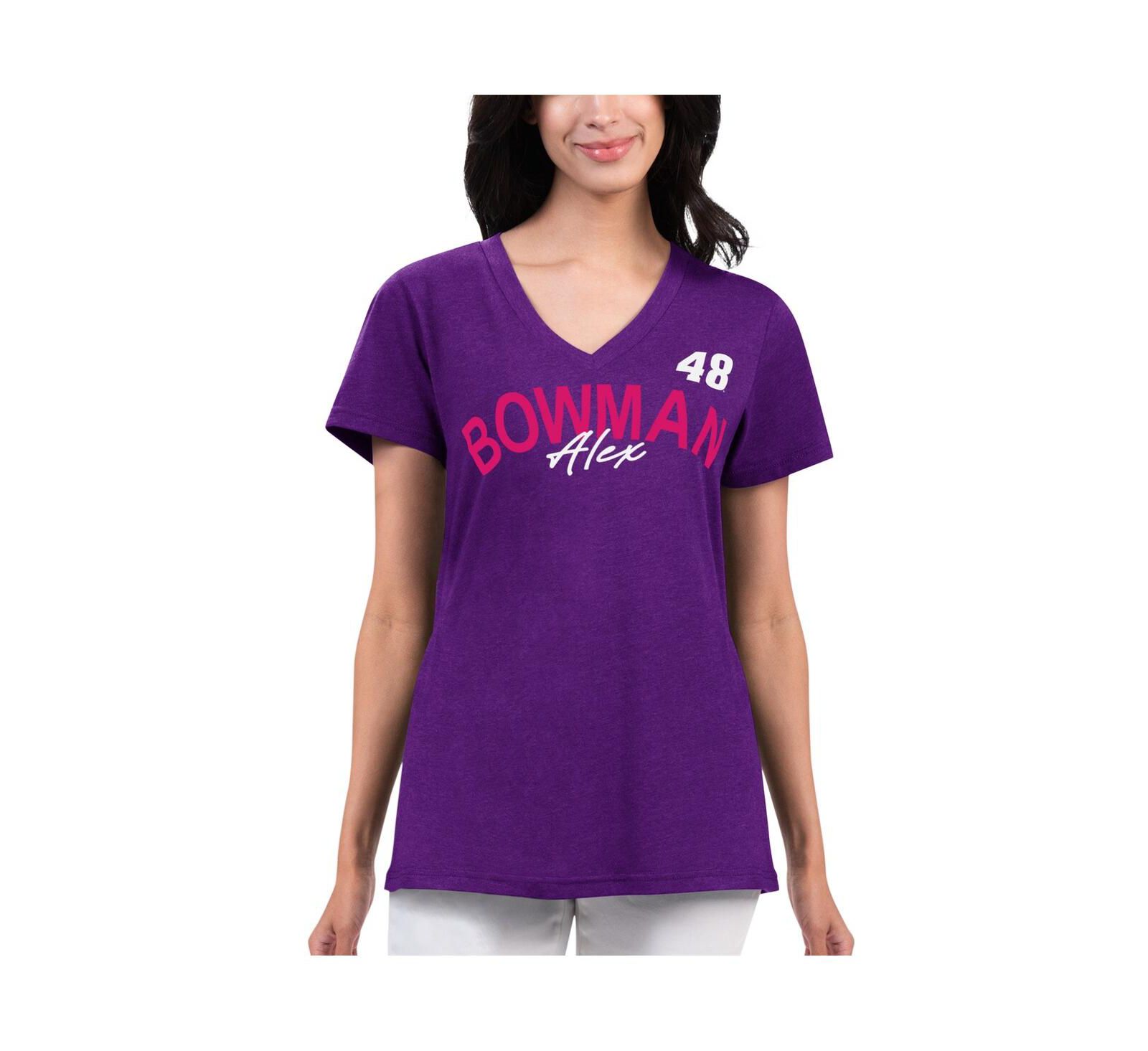 Женская футболка G-III 4Her by Carl Banks Alex Bowman Purple V-образный вырез
