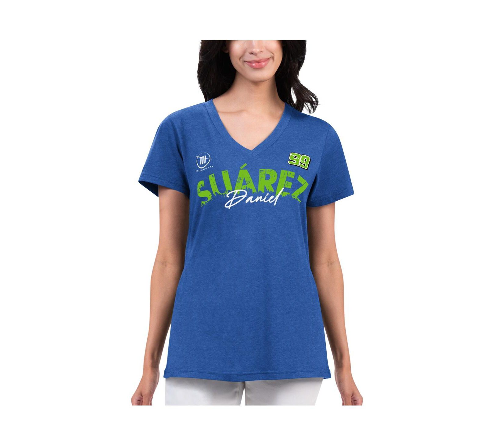Women's G-III 4Her by Carl Banks Royal Distressed Daniel Suarez Key Move V-Neck T-shirt