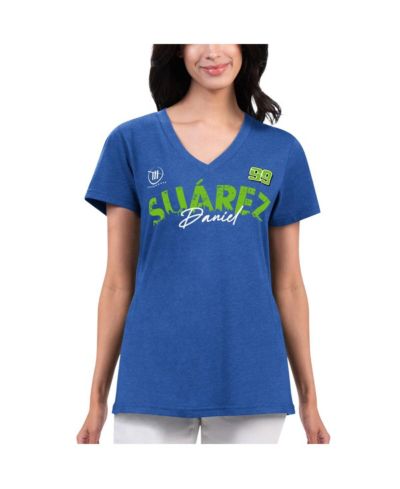 Women's G-III 4Her by Carl Banks Royal Distressed Daniel Suarez Key Move V-Neck T-shirt