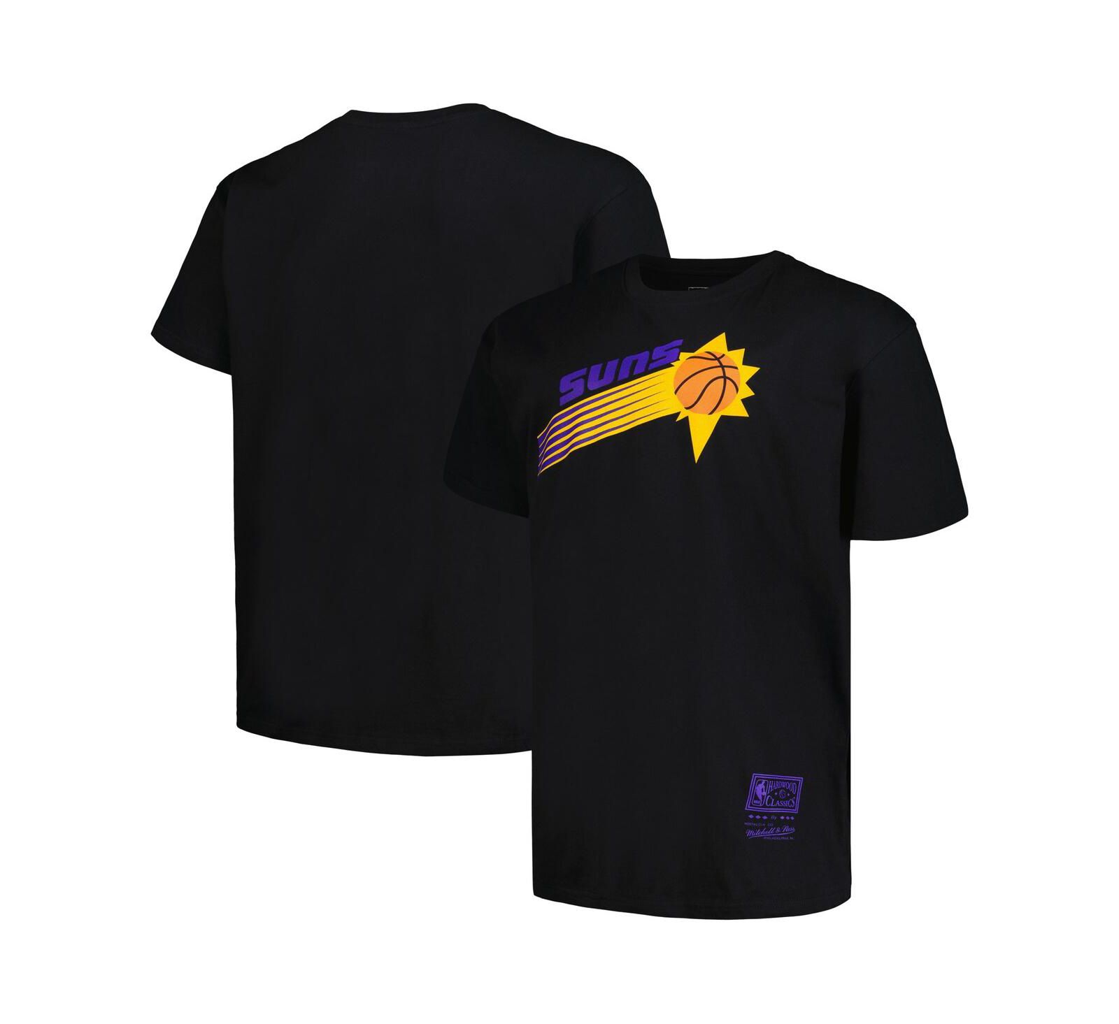 Мужская футболка Mitchell & Ness Black Distressed Phoenix Suns Big and Tall Hardwood Classics Vintage-Like Logo