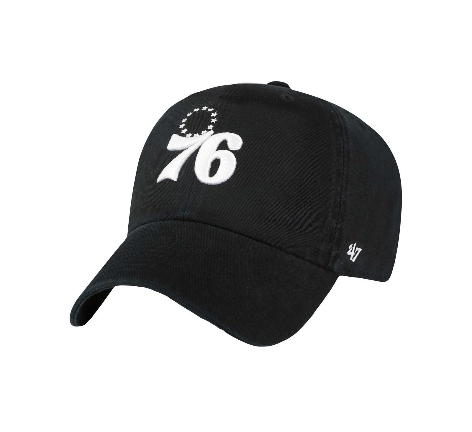 Мужская кепка '47 Brand Black Philadelphia 76ers Core Logo Clean Up с регулируемымप्रकाश vuelve বার্তা