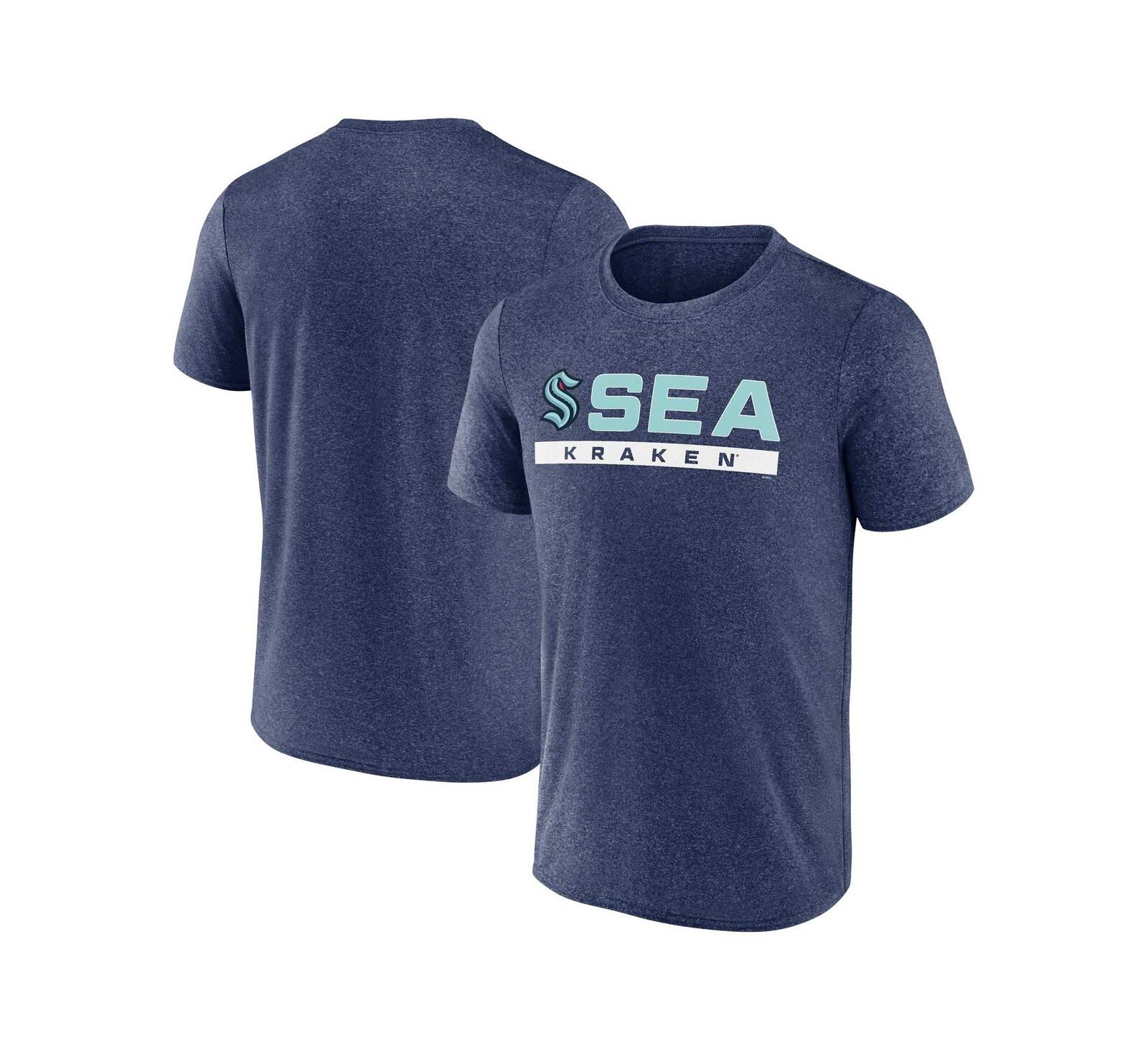 Мужская футболка Fanatics Seattle Kraken Playmaker, цвет Heather Deep Sea Blue