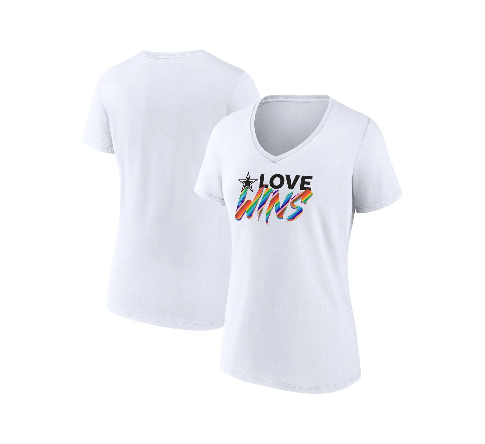 Женская футболка Fanatics Dallas Cowboys Love Wins V-Neck, белая