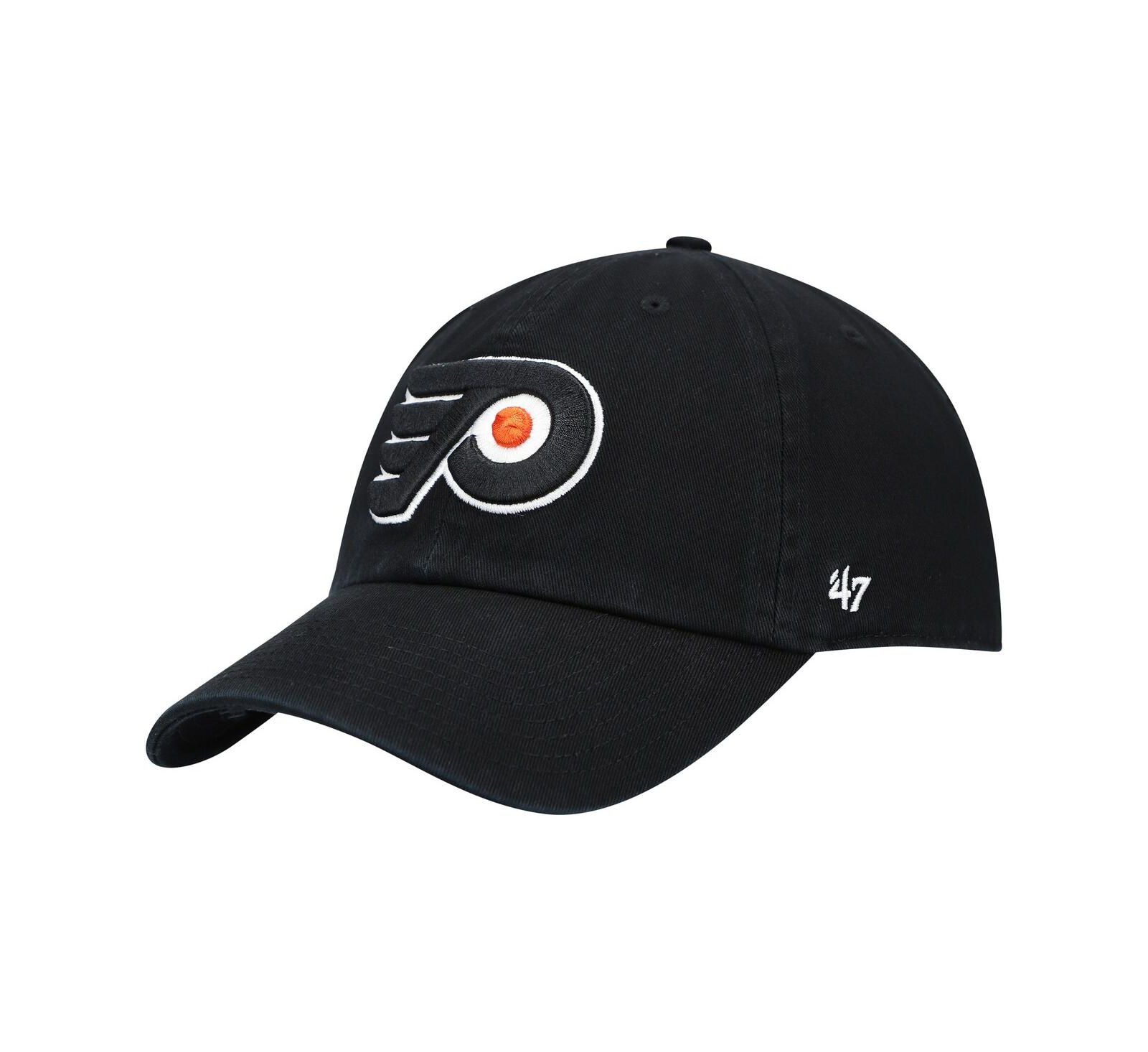 Men's '47 Brand Black Philadelphia Flyers Team Clean Up Adjustable Hat