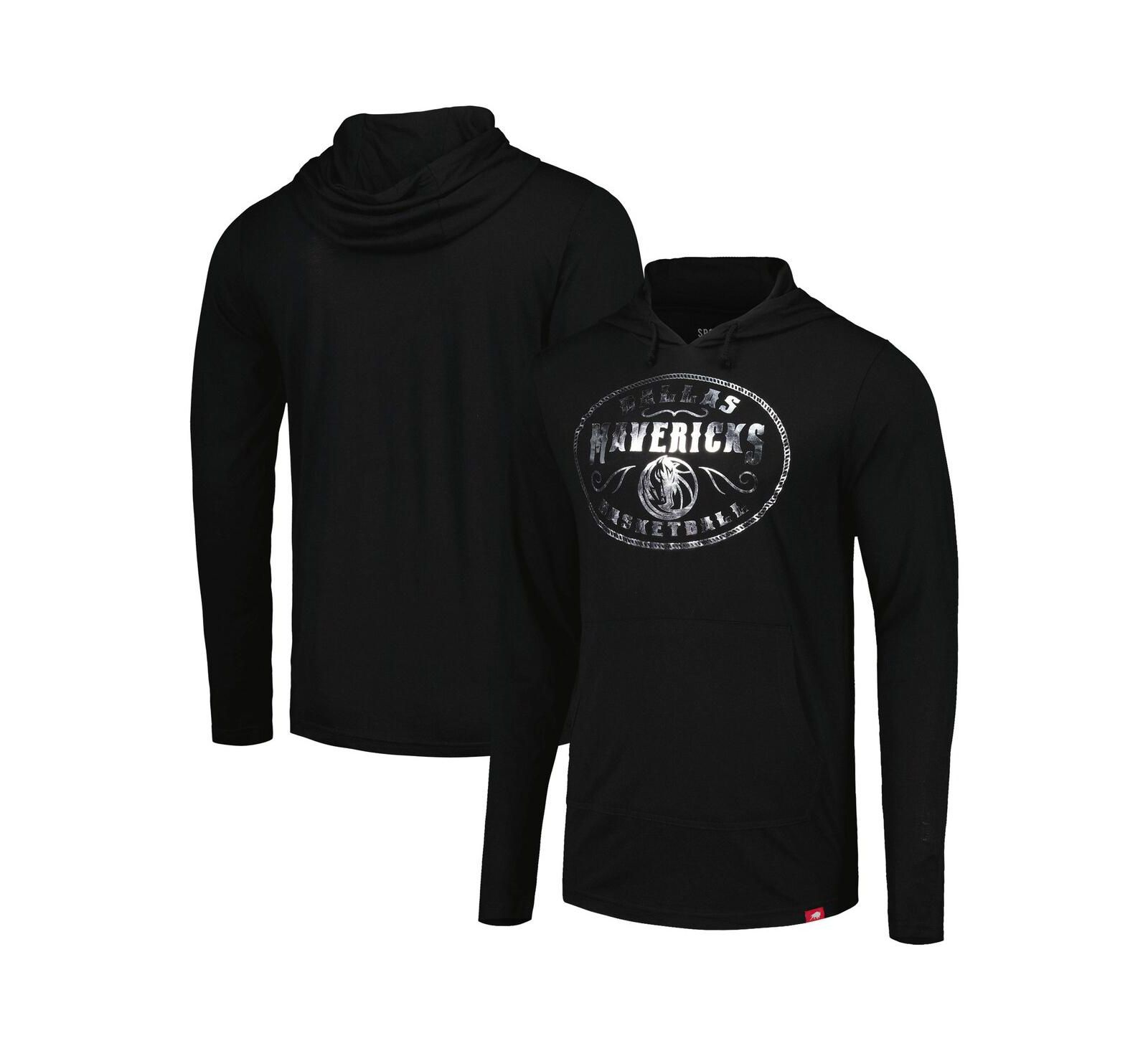 Мужское и женское худи-футболка Sportiqe Black Dallas Mavericks Rowan Tri-Blend с длинным рукавом