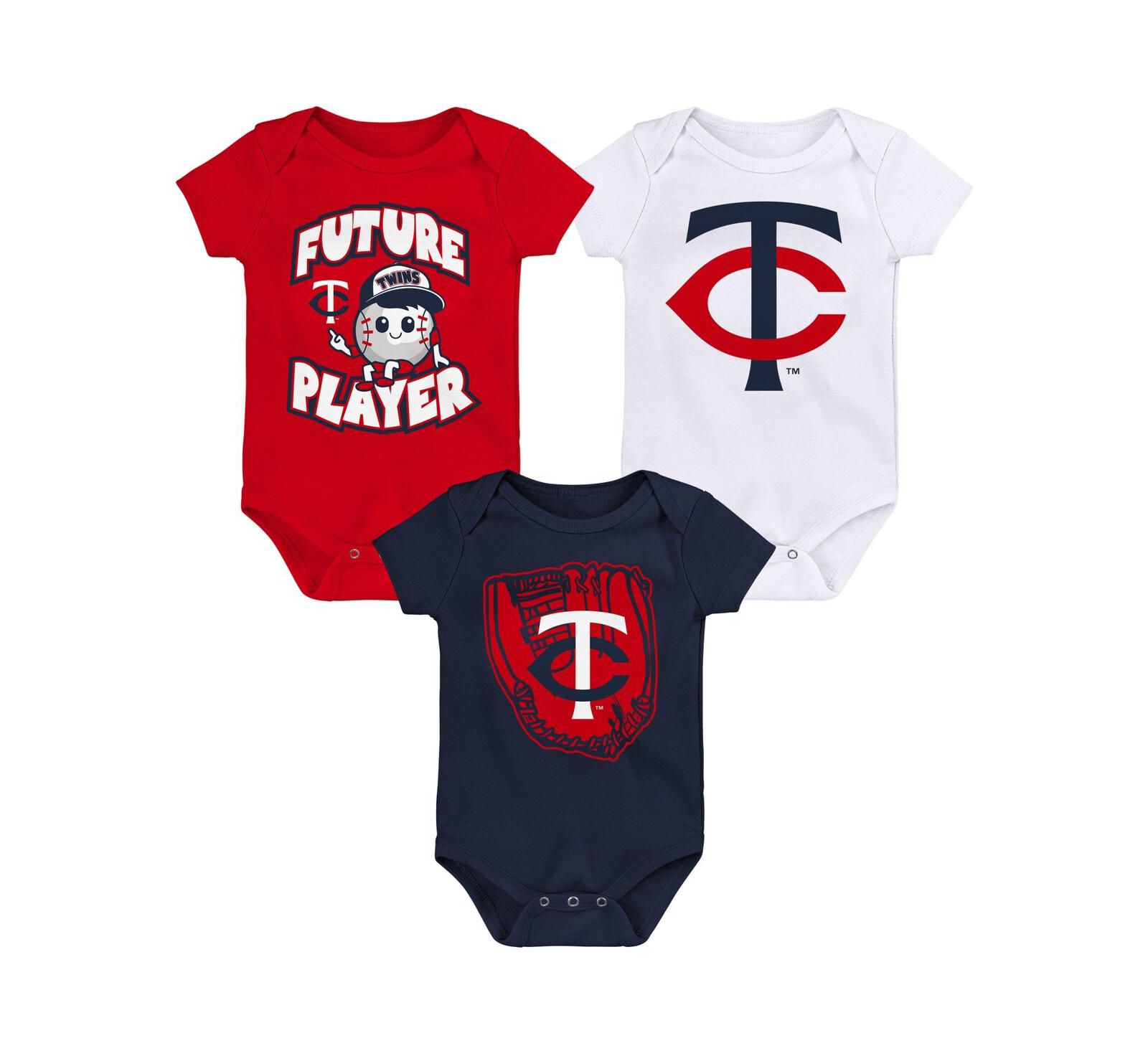Outerstuff комплект боди для детей (мальчиков и девочек) Minnesota Twins, 3 штуки, темно-синий, красный, белый