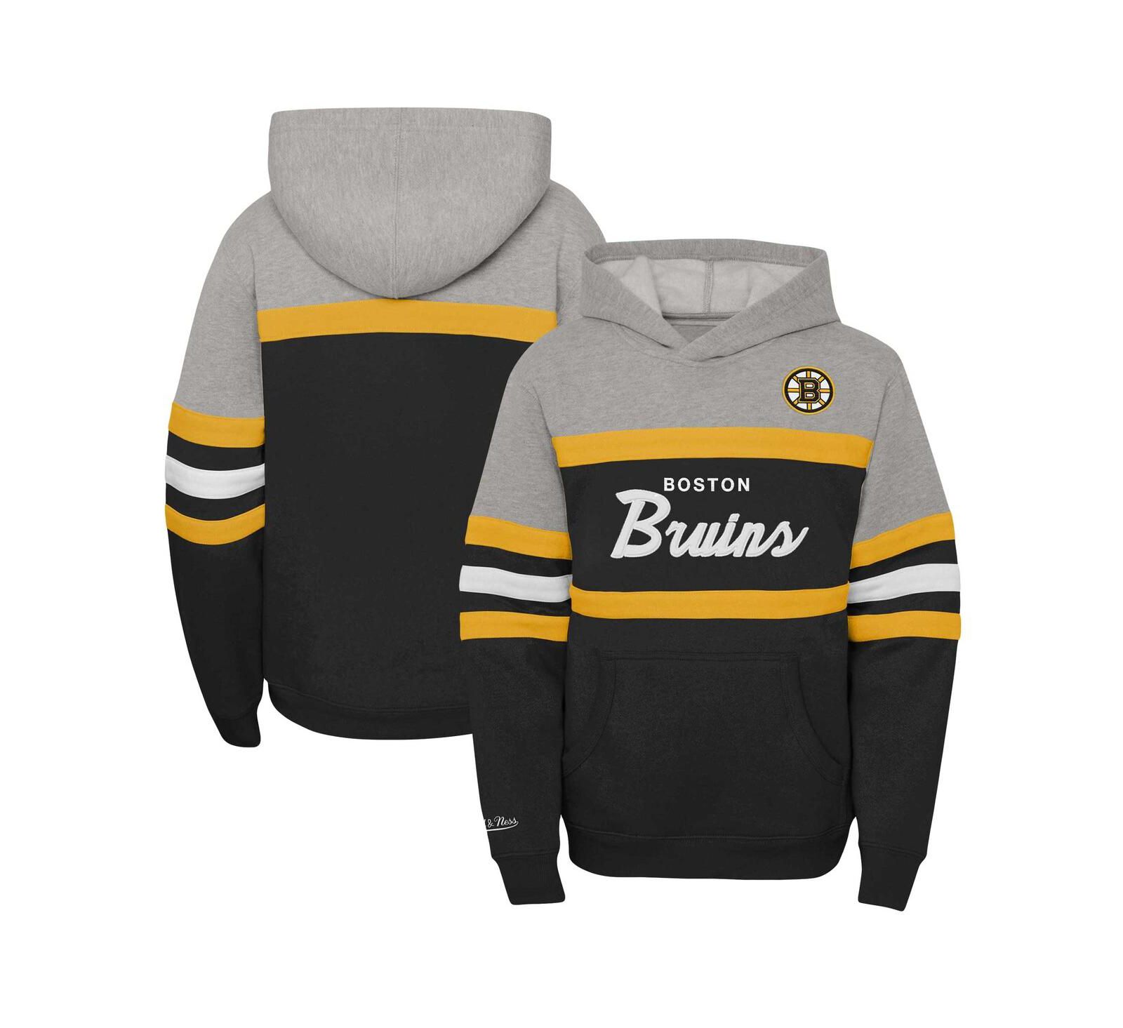 Детская ветровка Mitchell & Ness Black Boston Bruins Head Coach Pullover Hoodie
