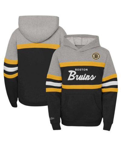 Детская ветровка Mitchell & Ness Black Boston Bruins Head Coach Pullover Hoodie