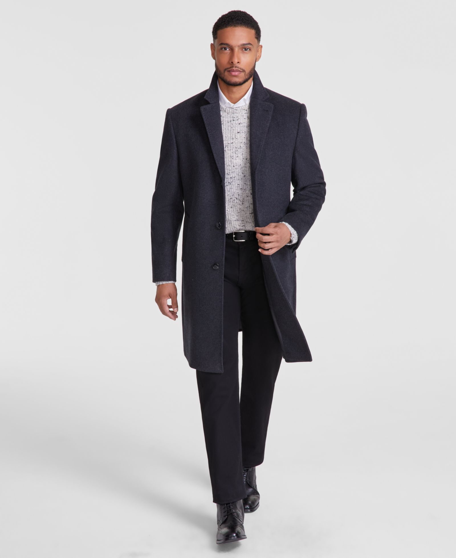 Men's Classic-Fit Luxury Wool Cashmere Blend Kavon Overcoat