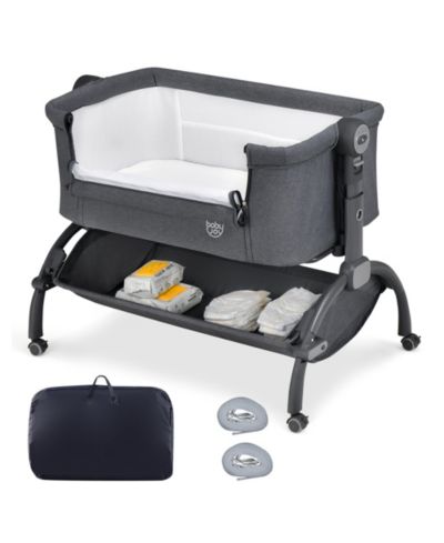 Costway 3-in-1 Baby Bassinet Bedside Sleeper Cradle with Mattressand Storage
