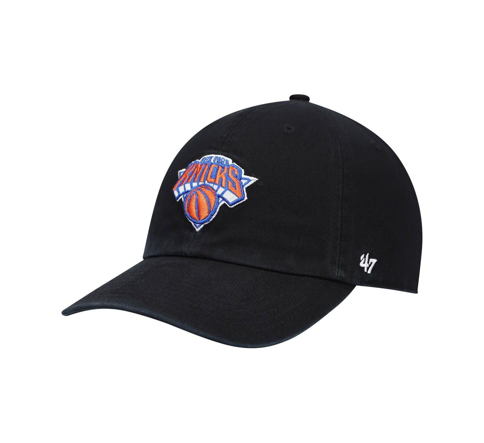 Men's '47 Brand Black New York Knicks Team Clean Up Adjustable Hat