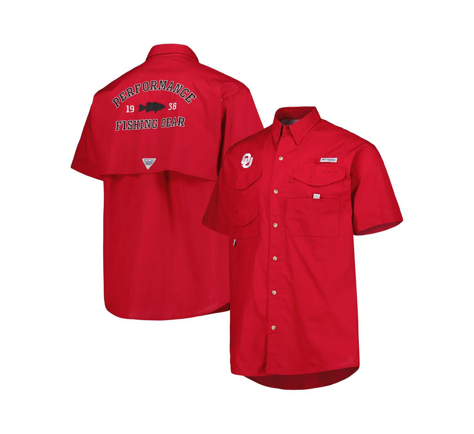 Men's Columbia Crimson Oklahoma Sooners Bonehead Button-Up Shirt