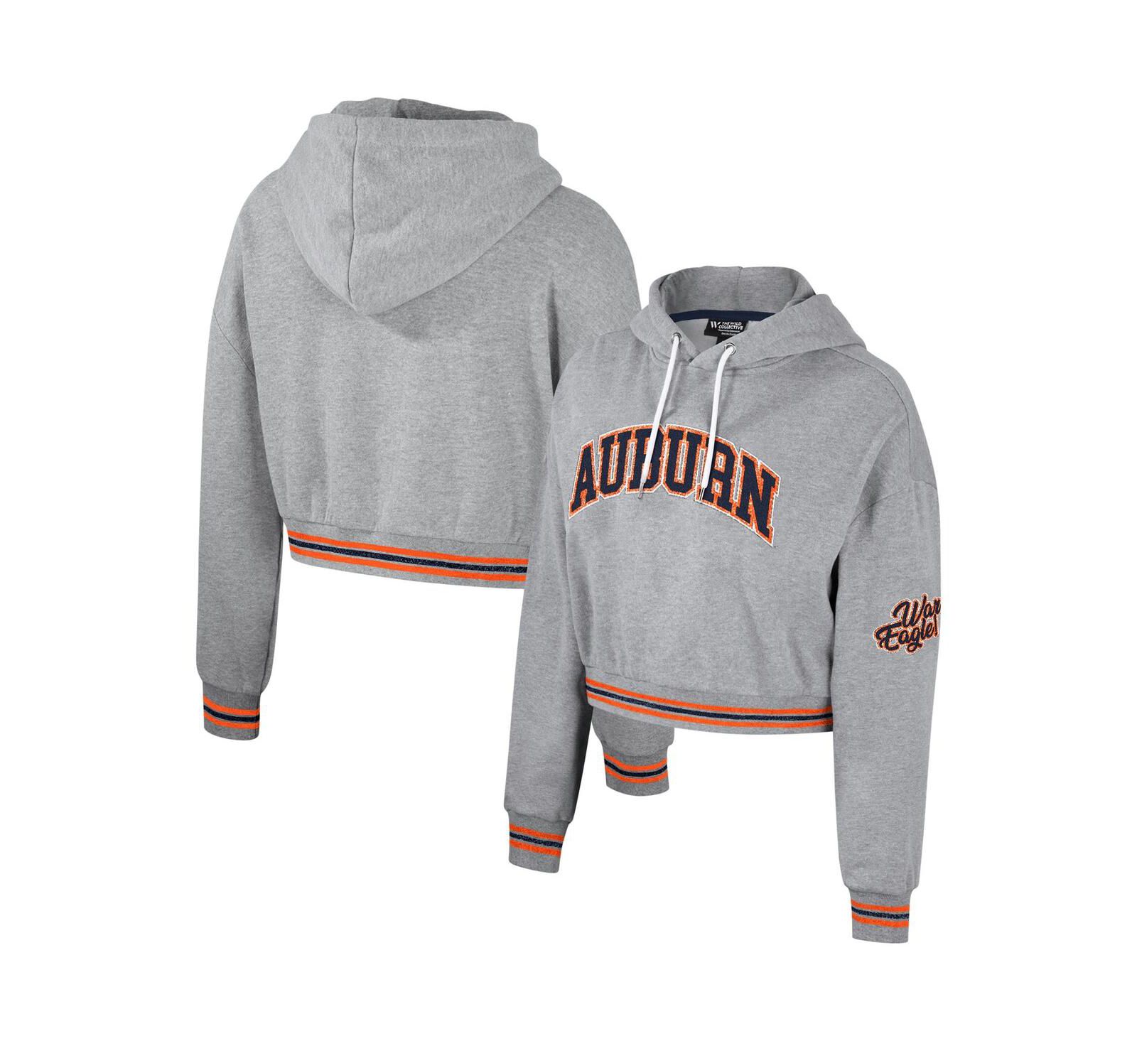 Женская укороченная толстовка The Wild Collective Heather Gray Auburn Tigers Shimmer Pullover