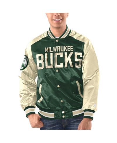 Мужская университетская куртка Starter Milwaukee Bucks зеленая и кремовая