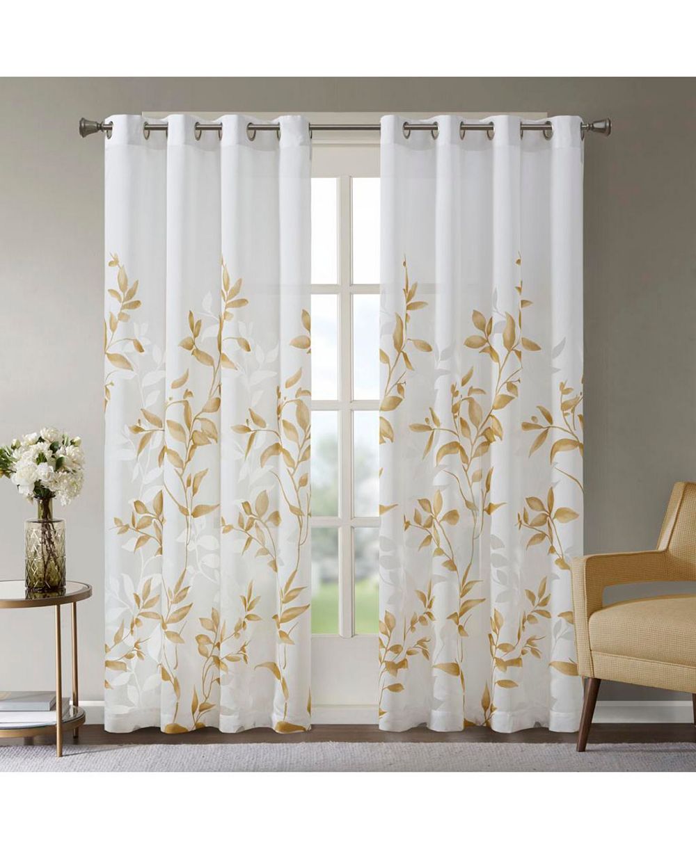 Madison Park Cecily Burnout Printed Sheer Curtain Panel, 50"W x 95"L