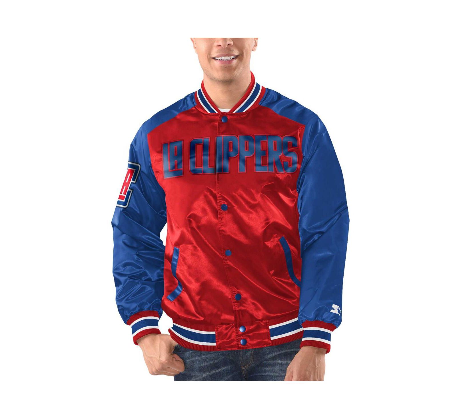 Мужская куртка Starter LA Clippers Renegade Satin Full-Snap Varsity, красная/синяя