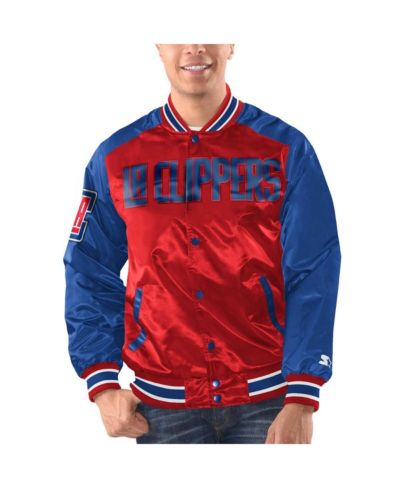 Мужская куртка Starter LA Clippers Renegade Satin Full-Snap Varsity, красная/синяя