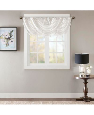 Elena Faux Silk Waterfall Embellished Valance Window Valance for Bedroom and kitchen, Lining and Rob Pocket/Back Tab valances