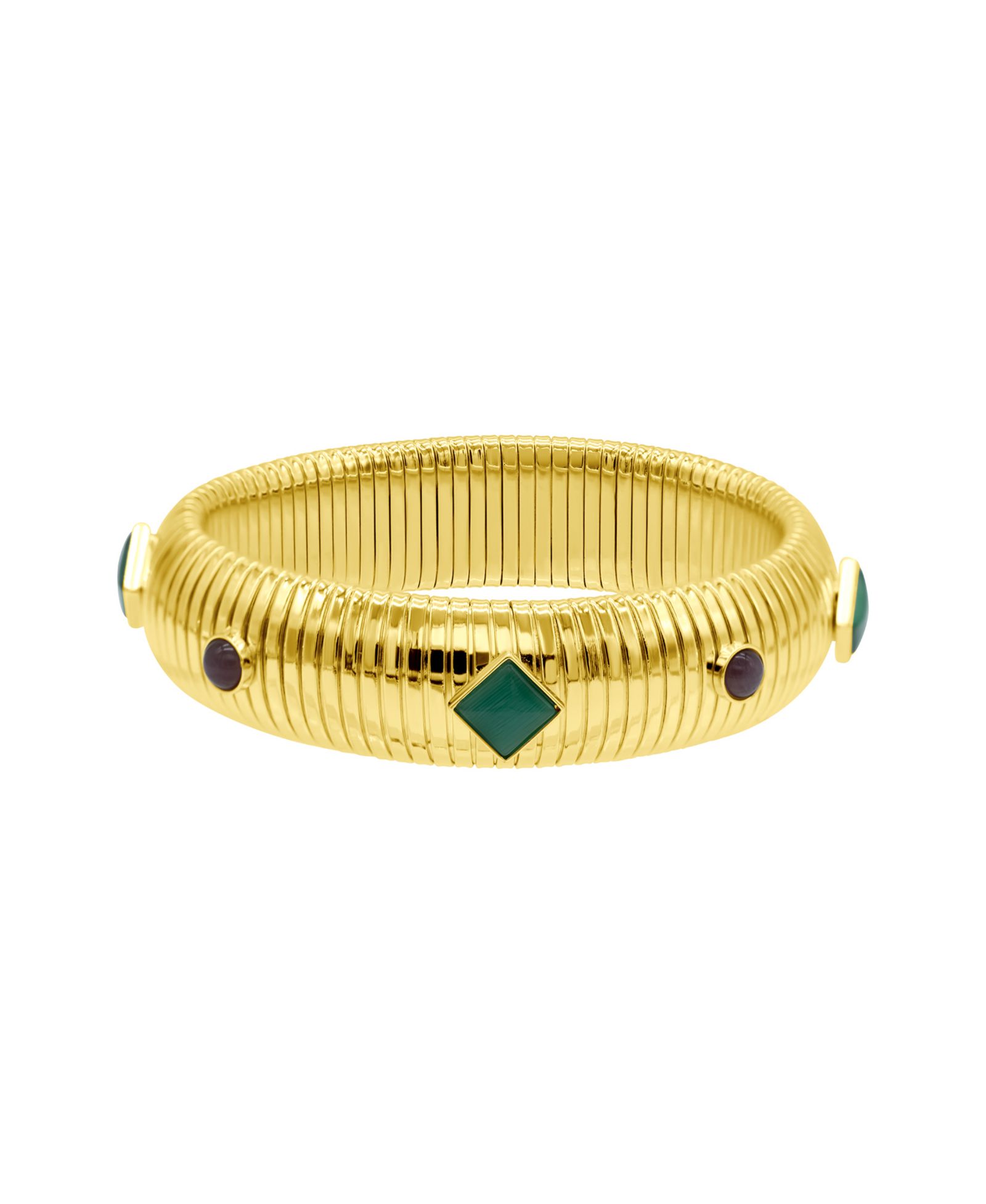 ADORNIA 14K Gold-Plated Tall Omega Bracelet with Color Stone