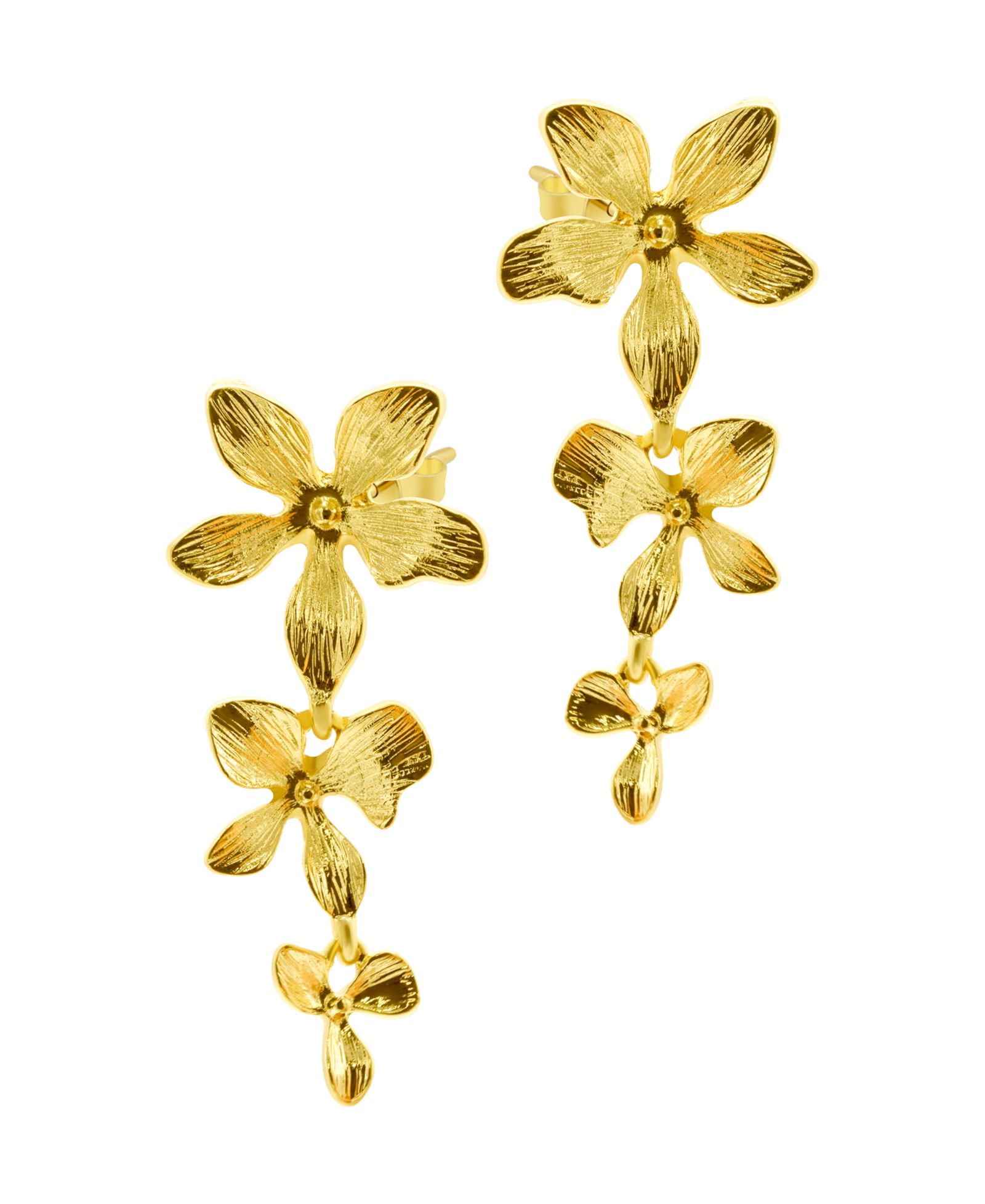 Серьги ADORNIA 14K Gold-Plated 3-Petal Drop