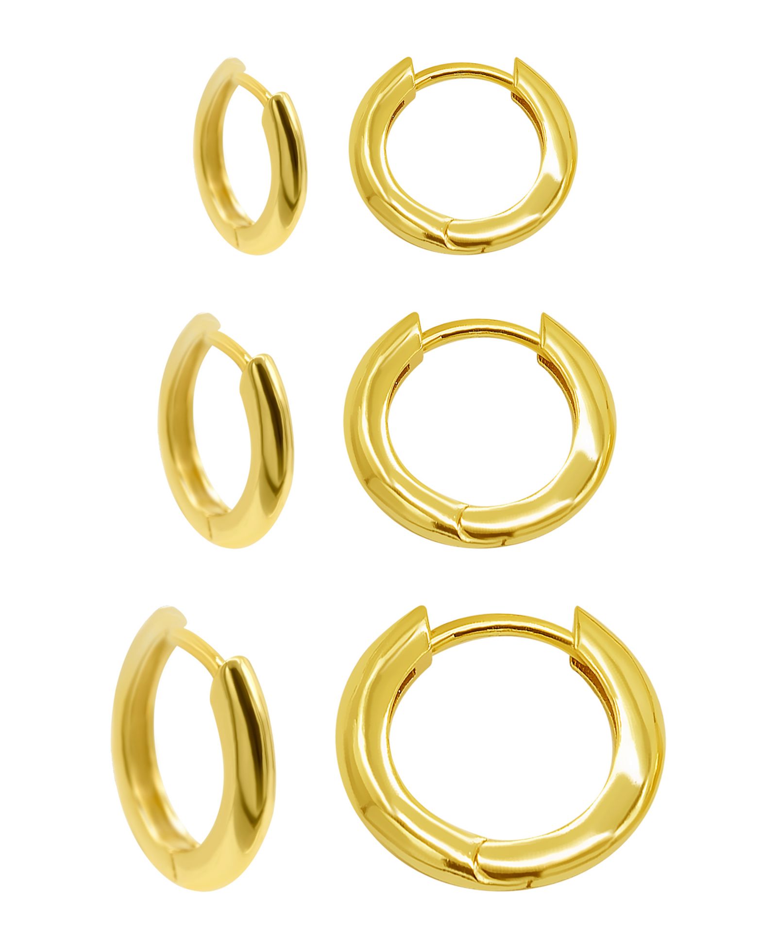 ADORNIA набор из 3 серьги-кольцо с позолотой 14K