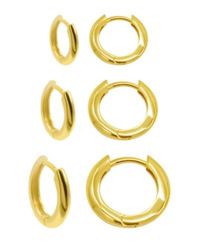 ADORNIA набор из 3 серьги-кольцо с позолотой 14K