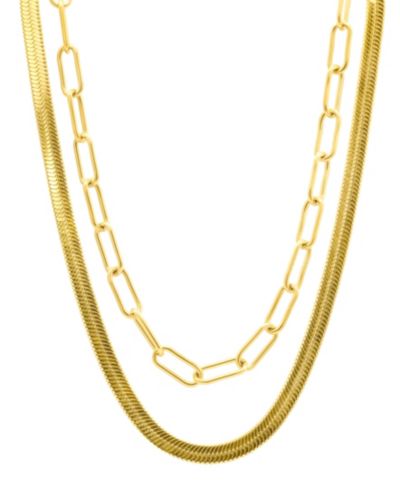ADORNIA набор из двух золотых колье Herringbone и Paper Clip