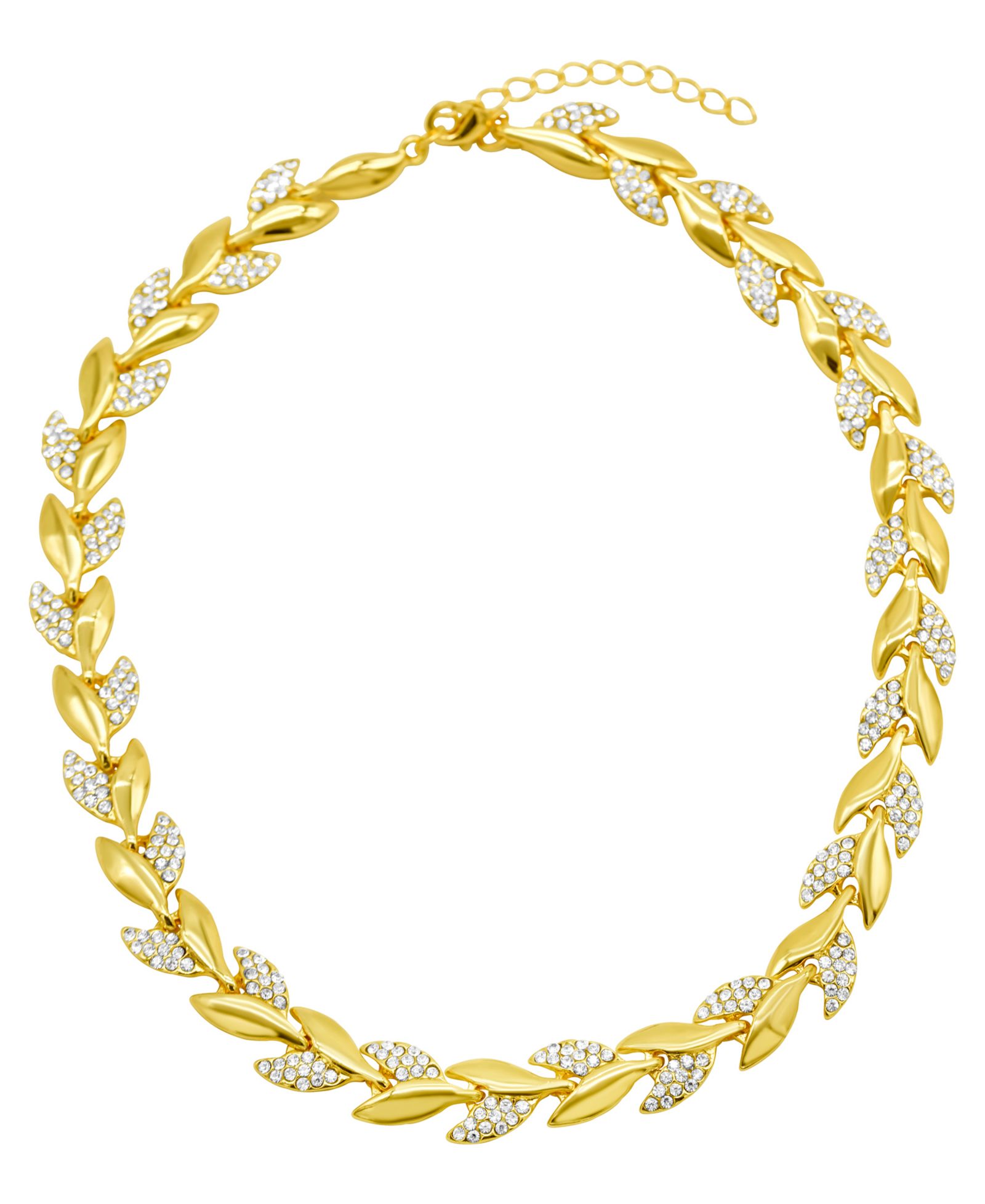 ADORNIA 14K Gold-Plated Crystal Leaf Necklace