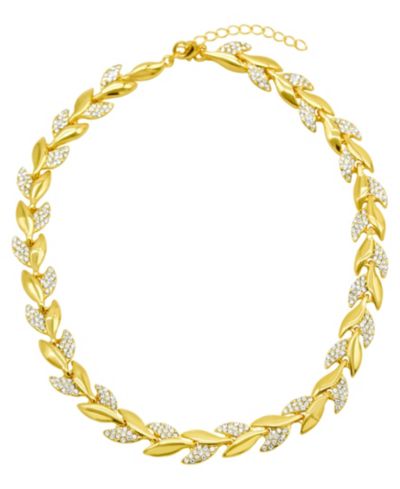 ADORNIA 14K Gold-Plated Crystal Leaf Necklace